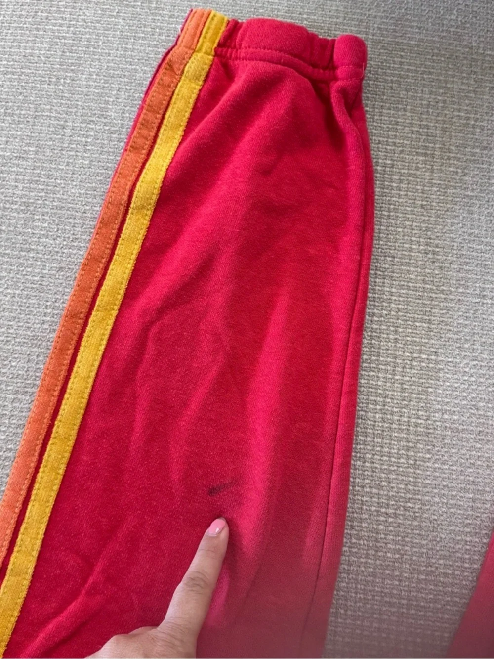 Aviator Nation Kids Red Sweatpants with Yellow Side Stripe 14